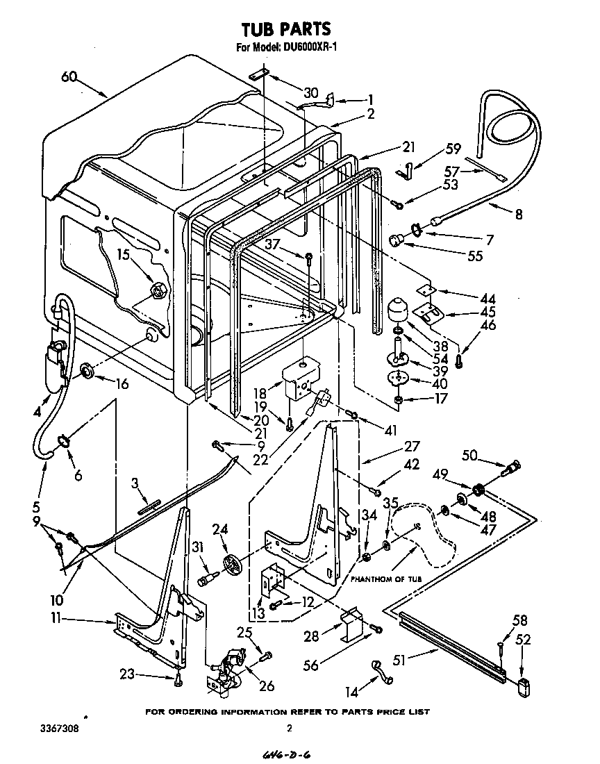 Whirlpool DU6000XR1 tub diagram