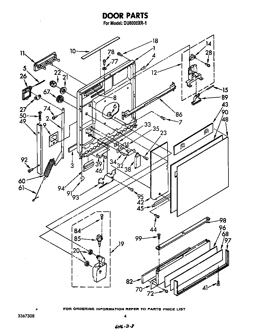 Whirlpool DU6000XR1 door diagram
