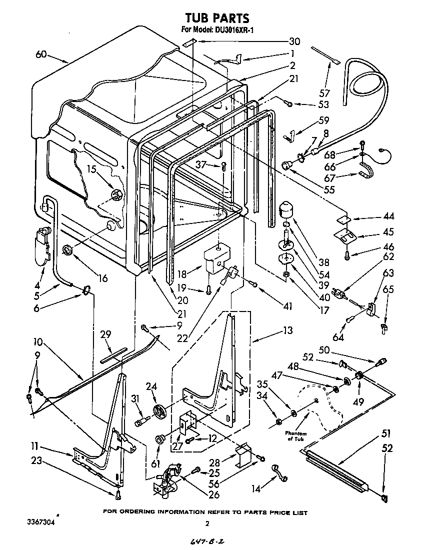 Whirlpool DU3016XR1 tub diagram