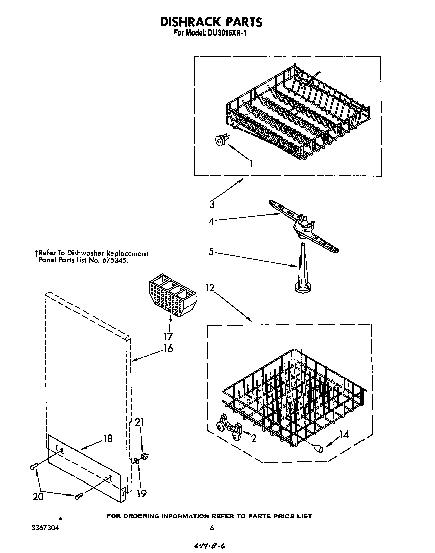 Whirlpool DU3016XR1 dishrack diagram