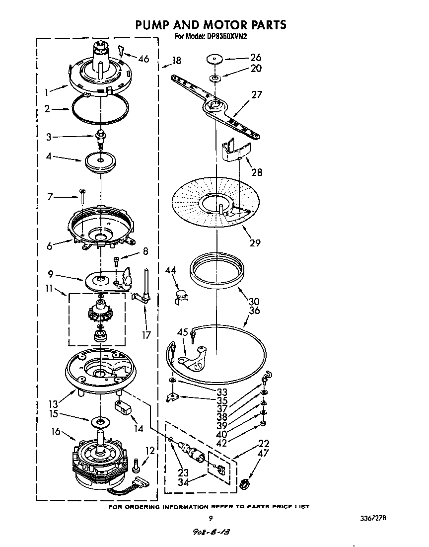 Whirlpool DP8350XVN2 pump and motor diagram