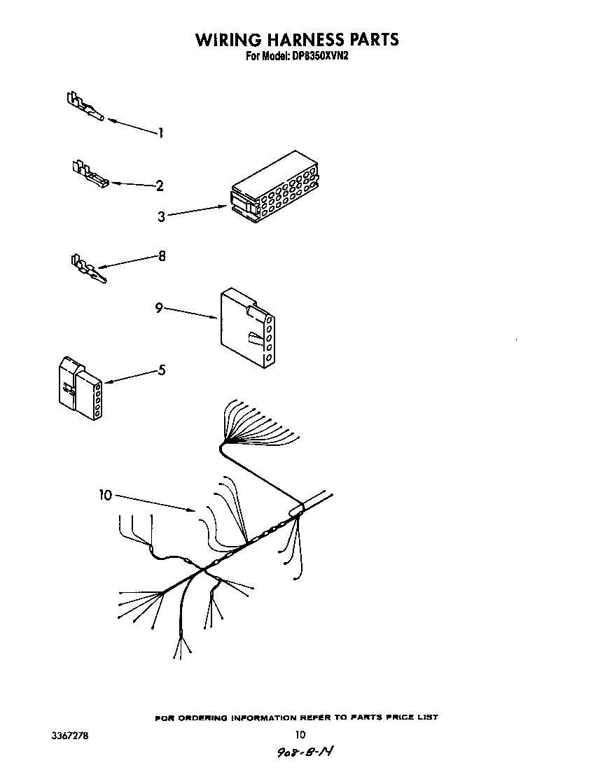 Whirlpool DP8350XVN2 wiring harness diagram