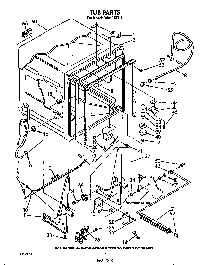 Whirlpool DU9100XT4 tub diagram