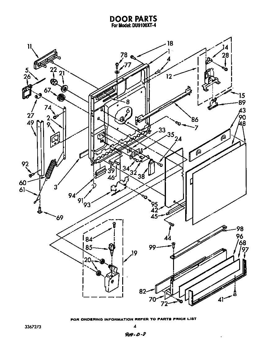 Whirlpool DU9100XT4 door diagram