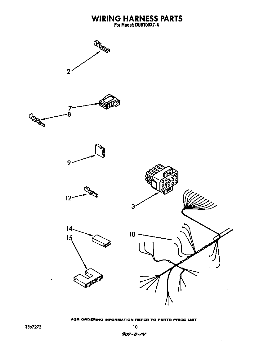 Whirlpool DU9100XT4 wiring harness diagram