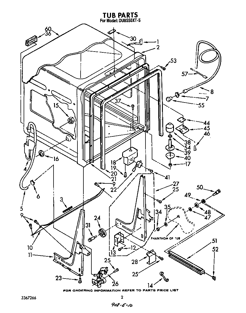 Whirlpool DU8550XT5 tub diagram