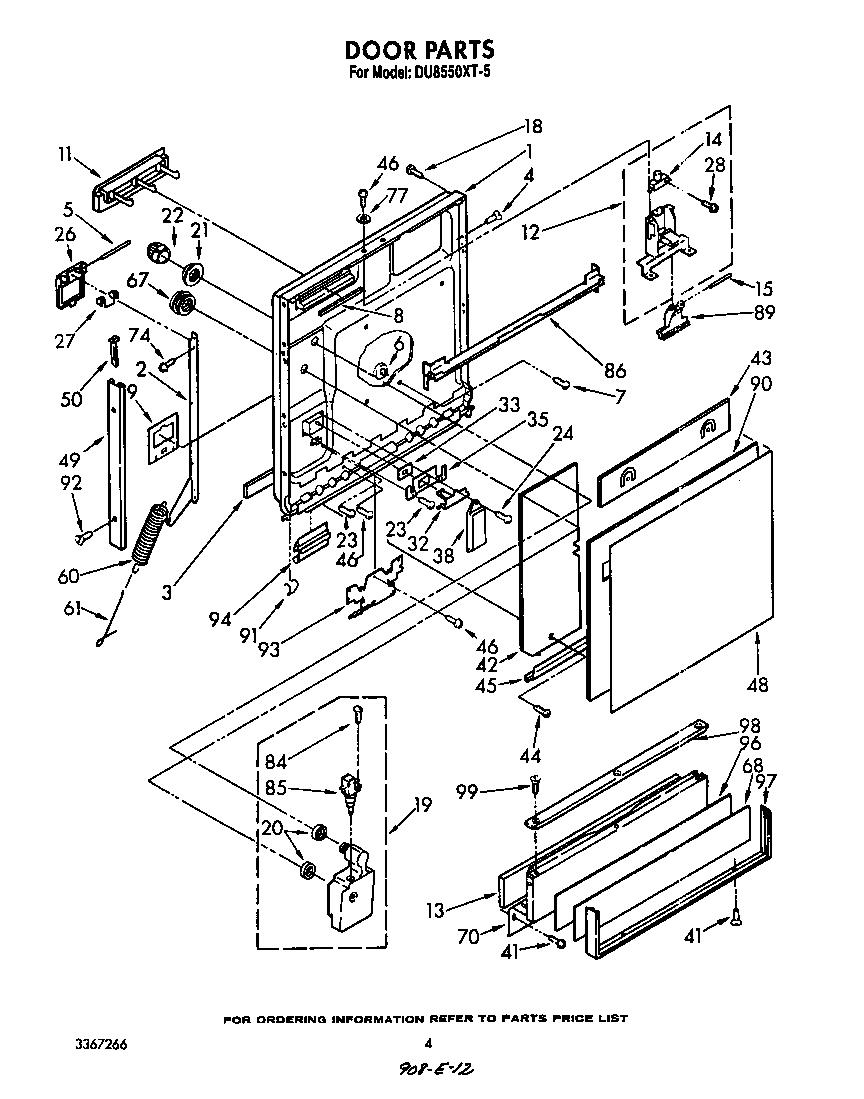 Whirlpool DU8550XT5 door diagram