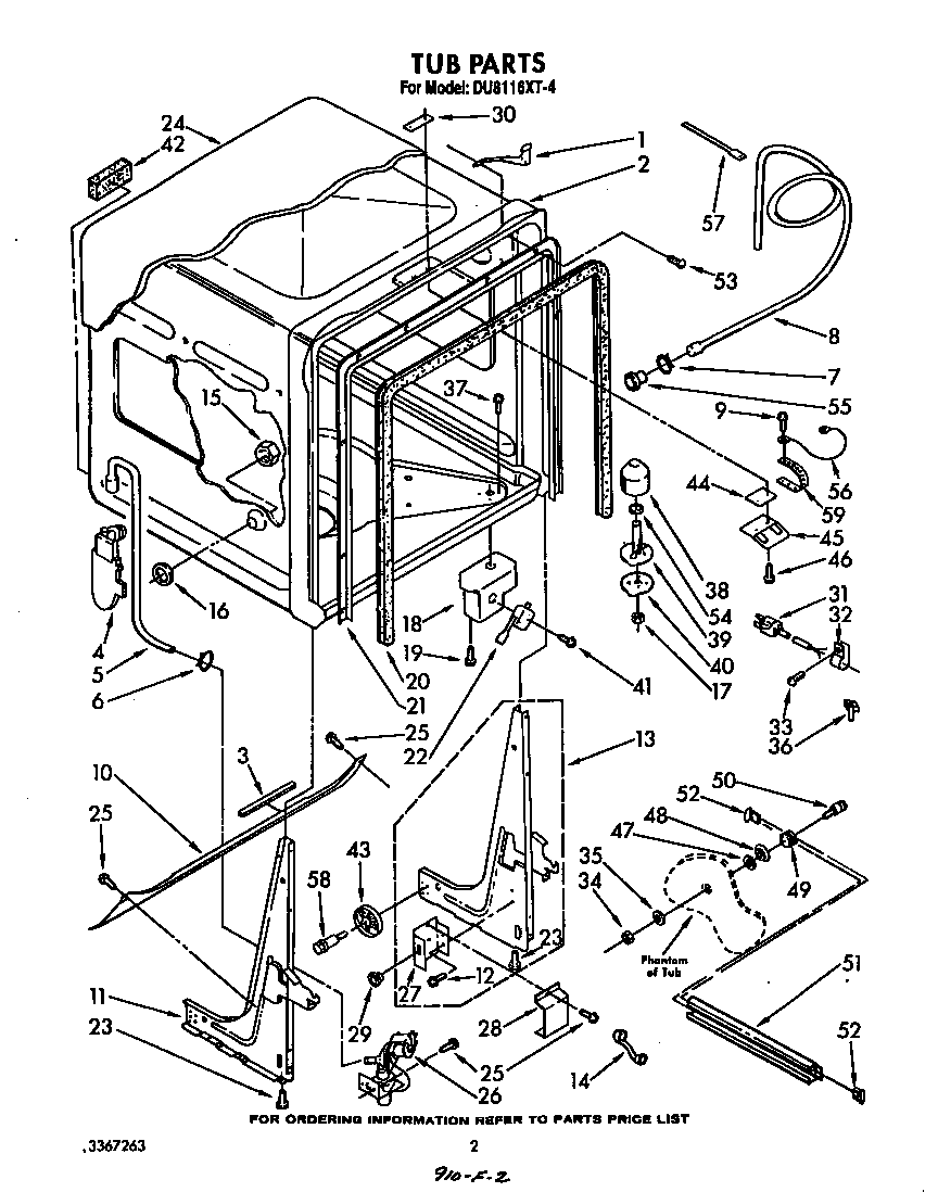 Whirlpool DU8116XT4 tub diagram