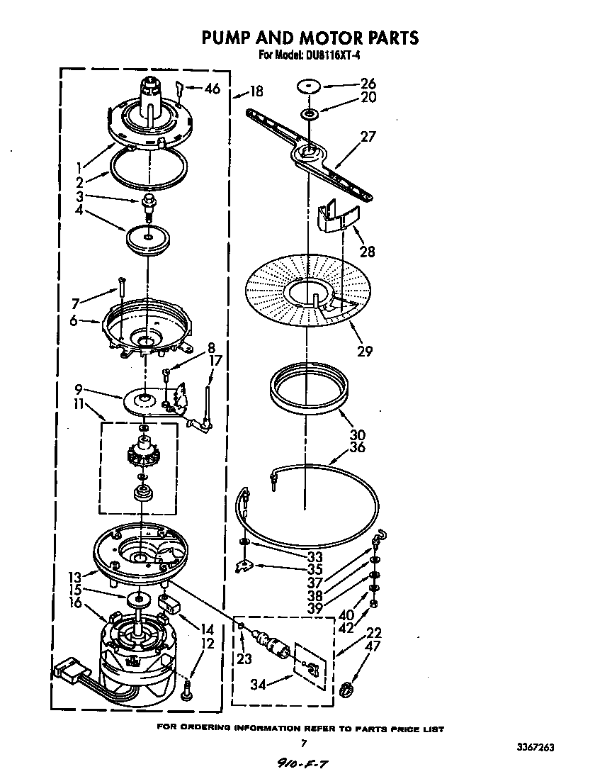 Whirlpool DU8116XT4 pump and motor diagram