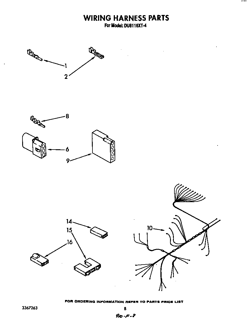 Whirlpool DU8116XT4 wiring harness diagram