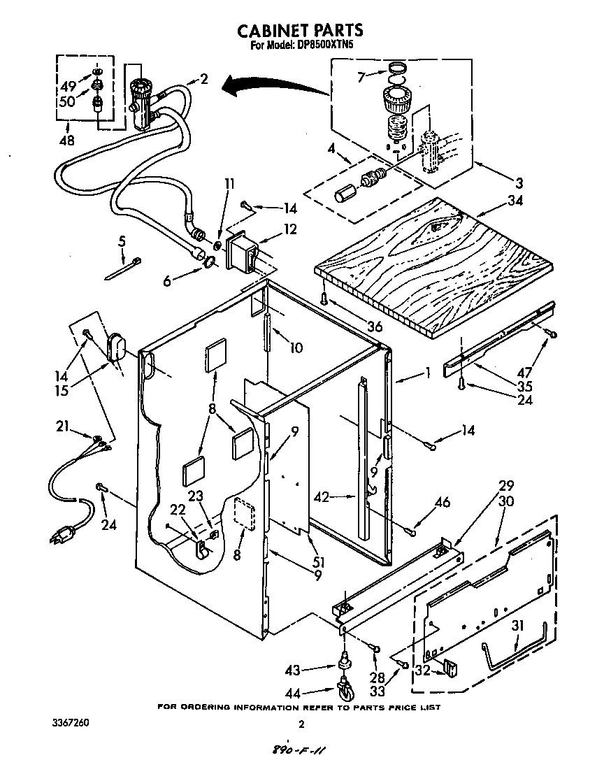 Whirlpool DP8500XTN5 cabinet diagram