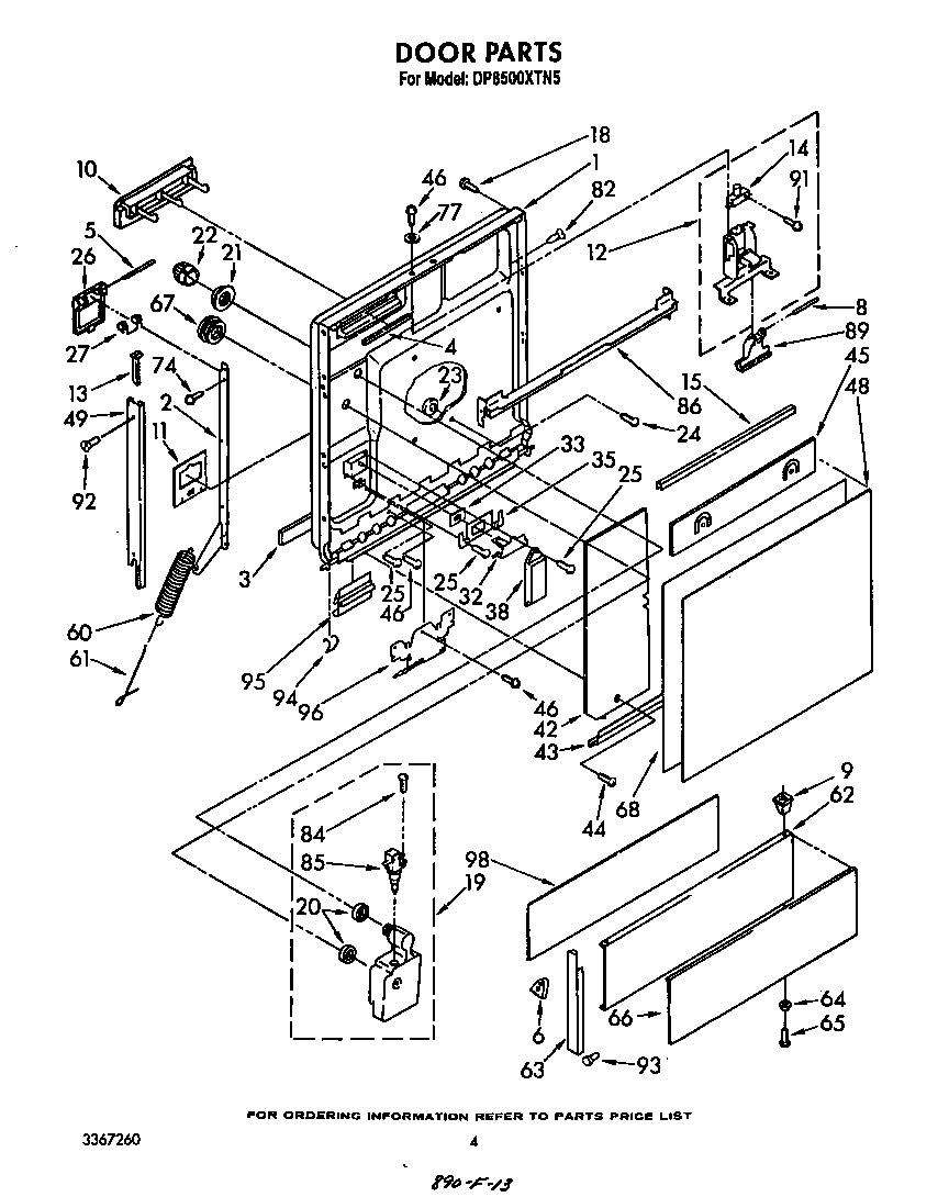 Whirlpool DP8500XTN5 door diagram