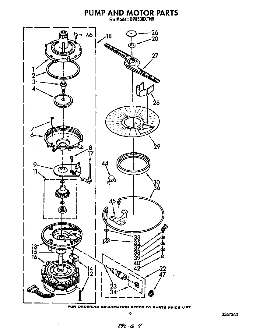 Whirlpool DP8500XTN5 pump and motor diagram