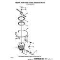 Whirlpool DU9000XR9 heater, pump and lower spray arm diagram