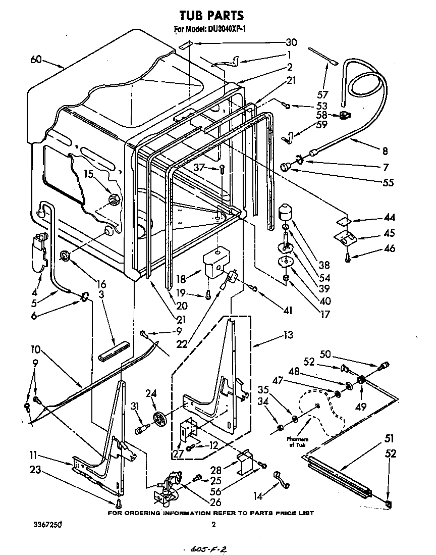 Whirlpool DU3040XP1 tub diagram