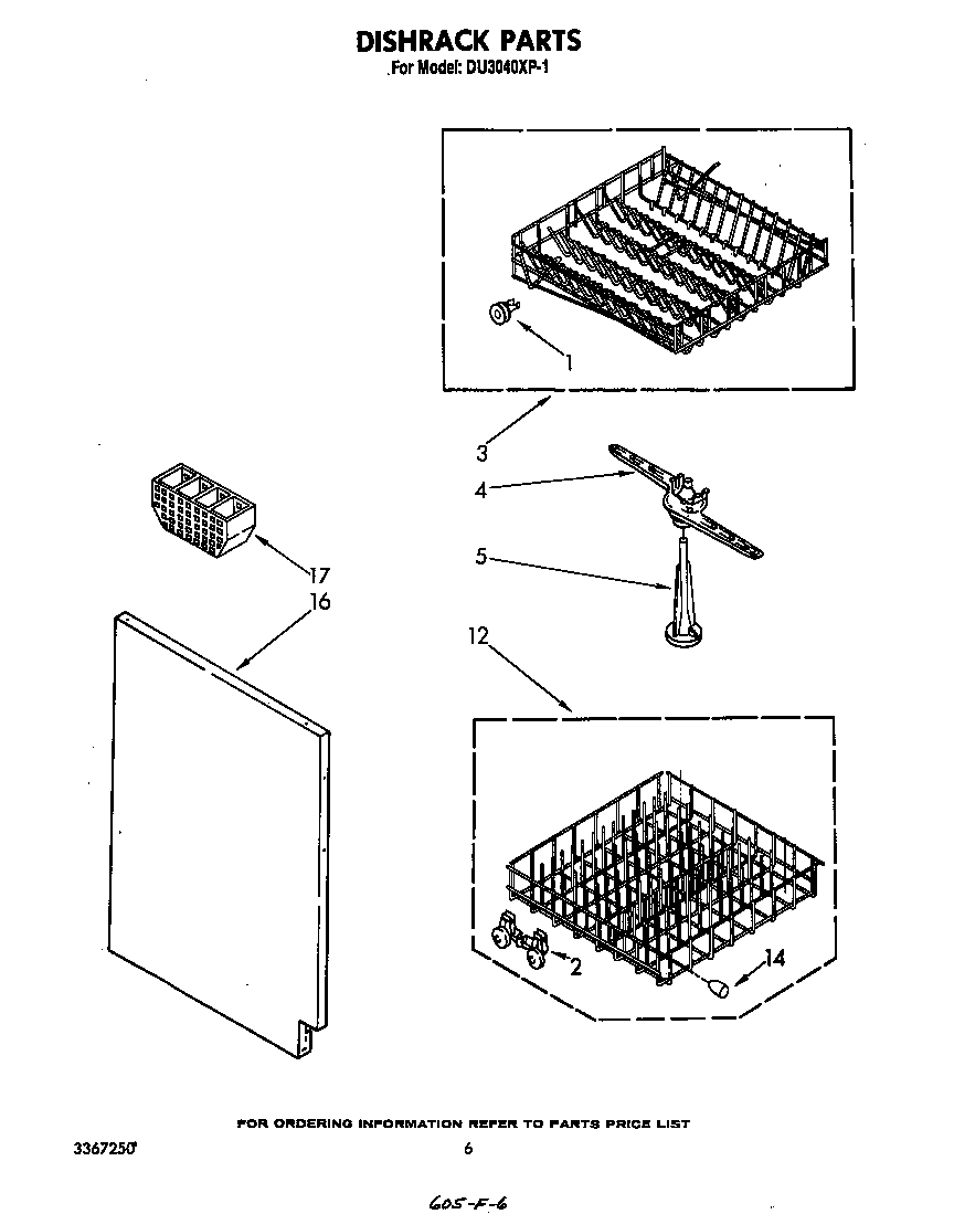 Whirlpool DU3040XP1 dishrack diagram