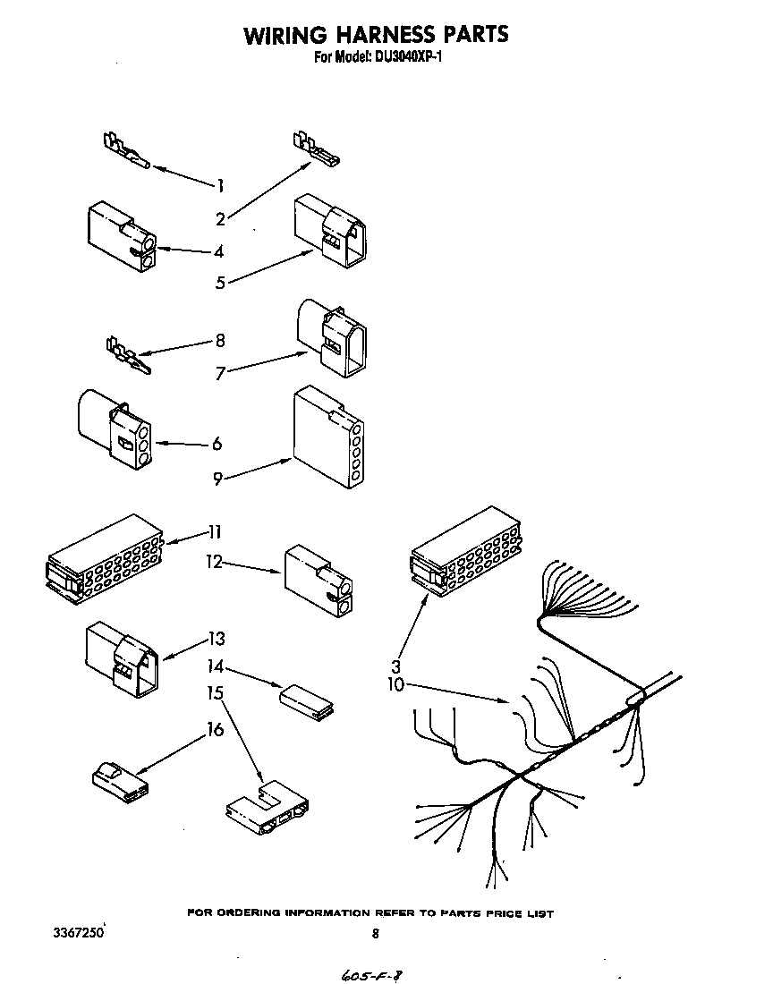 Whirlpool DU3040XP1 wiring harness diagram