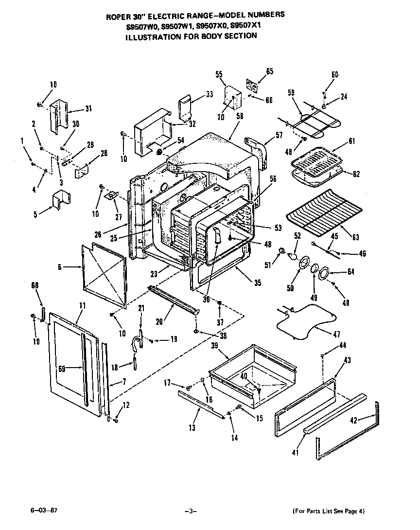 Roper S9507*1 body diagram