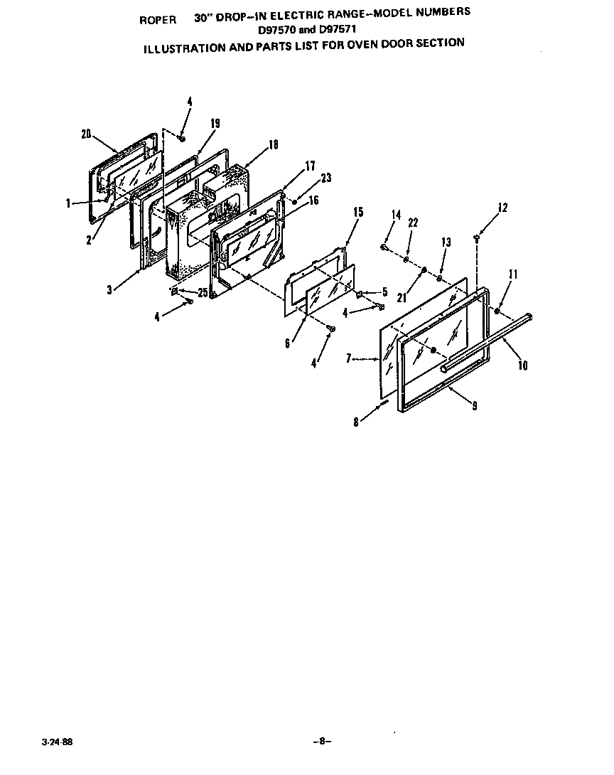 Roper D9751*1 oven door diagram