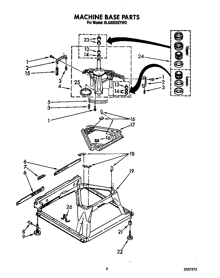 Whirlpool 6LA6300XYW0 machine base diagram