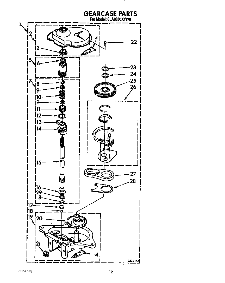 Whirlpool 6LA6300XYW0 gearcase diagram