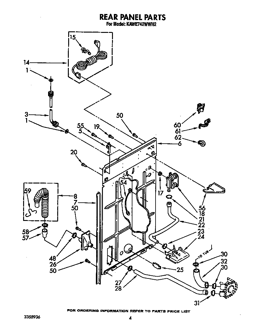 KitchenAid KAWE742WWH2 rear panel diagram