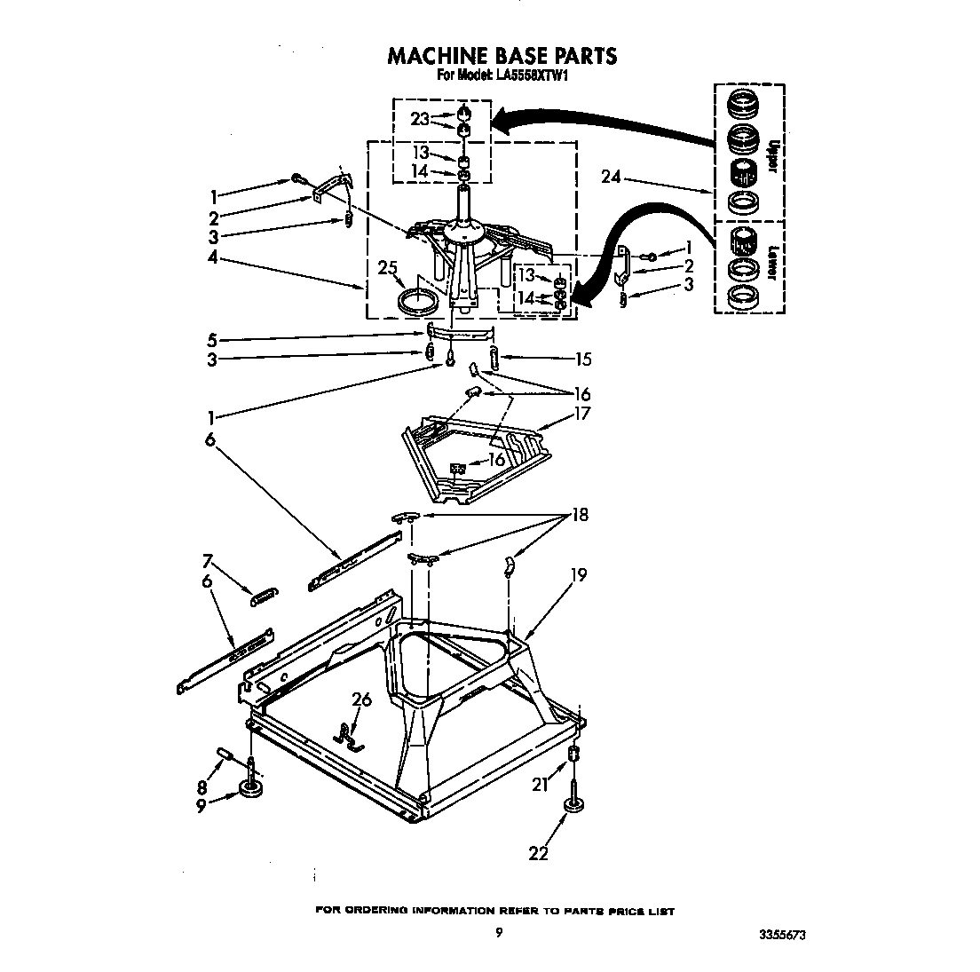 Whirlpool LA5558XTW1 machine base diagram