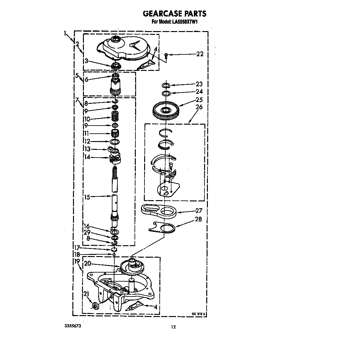 Whirlpool LA5558XTW1 gearcase diagram