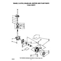 Whirlpool LA5580XTW1 brake, clutch, gearcase, motor and pump diagram