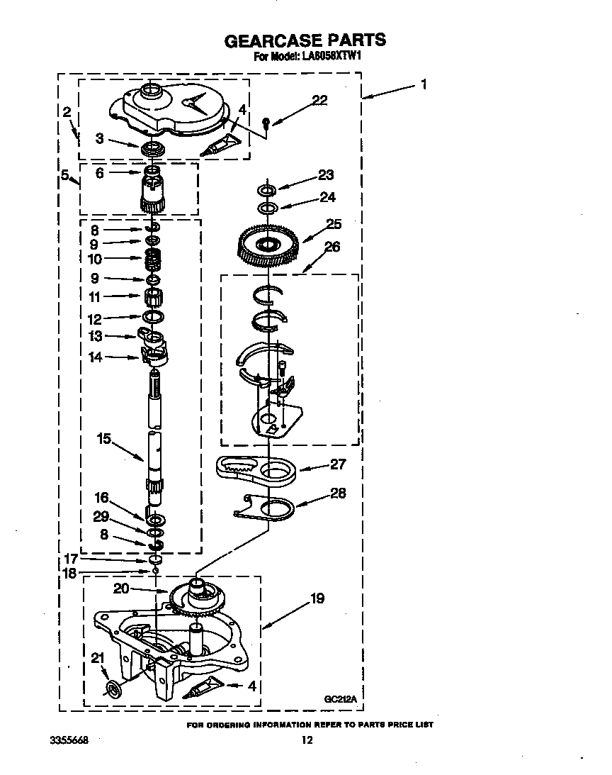 Whirlpool LA6058XTW1 gearcase diagram