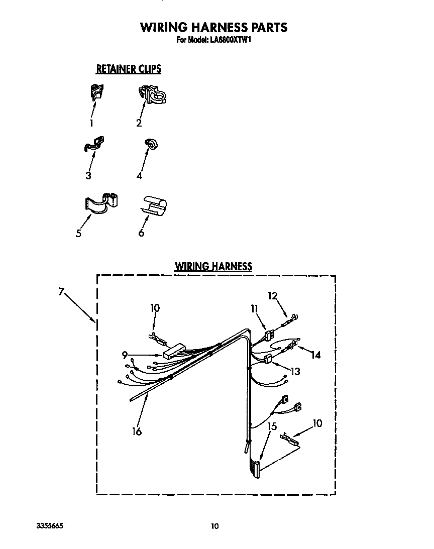 Whirlpool LA6800XTW1 wiring harness diagram