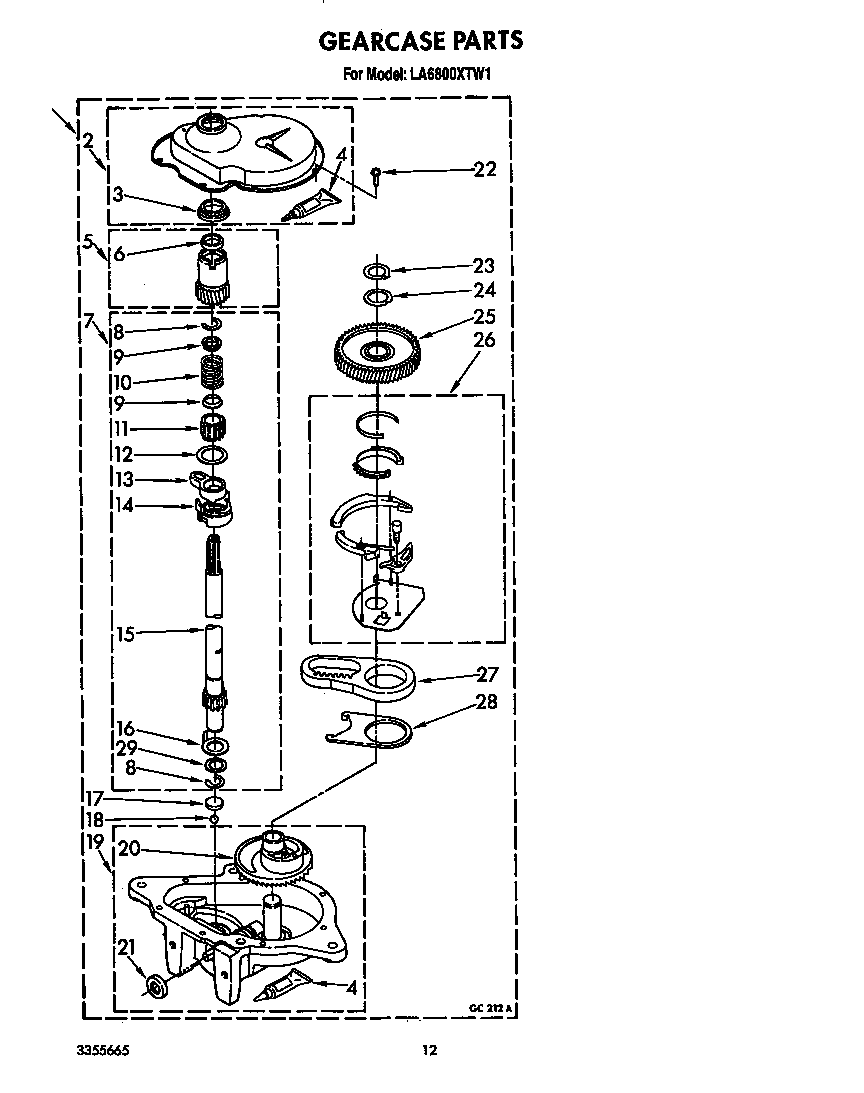 Whirlpool LA6800XTW1 gearcase diagram