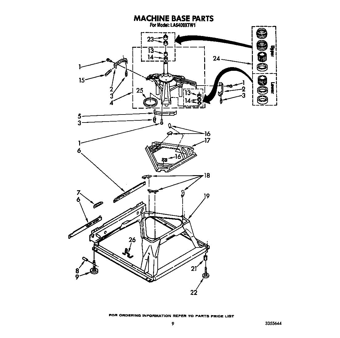 Whirlpool LA5400XTW1 machine base diagram
