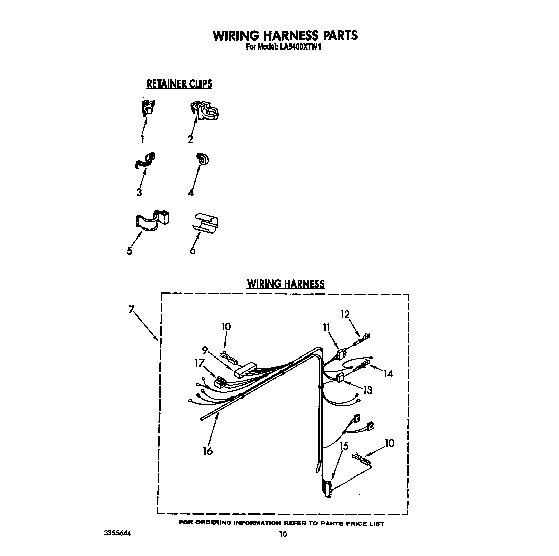 Whirlpool LA5400XTW1 wiring harness diagram