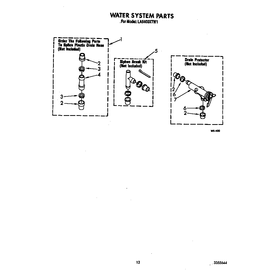 Whirlpool LA5400XTW1 water system diagram