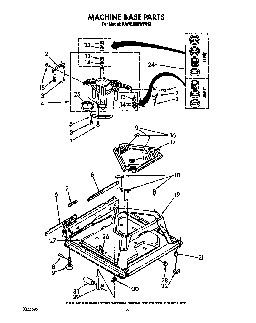 KitchenAid KAWE860WWH2 machine base diagram