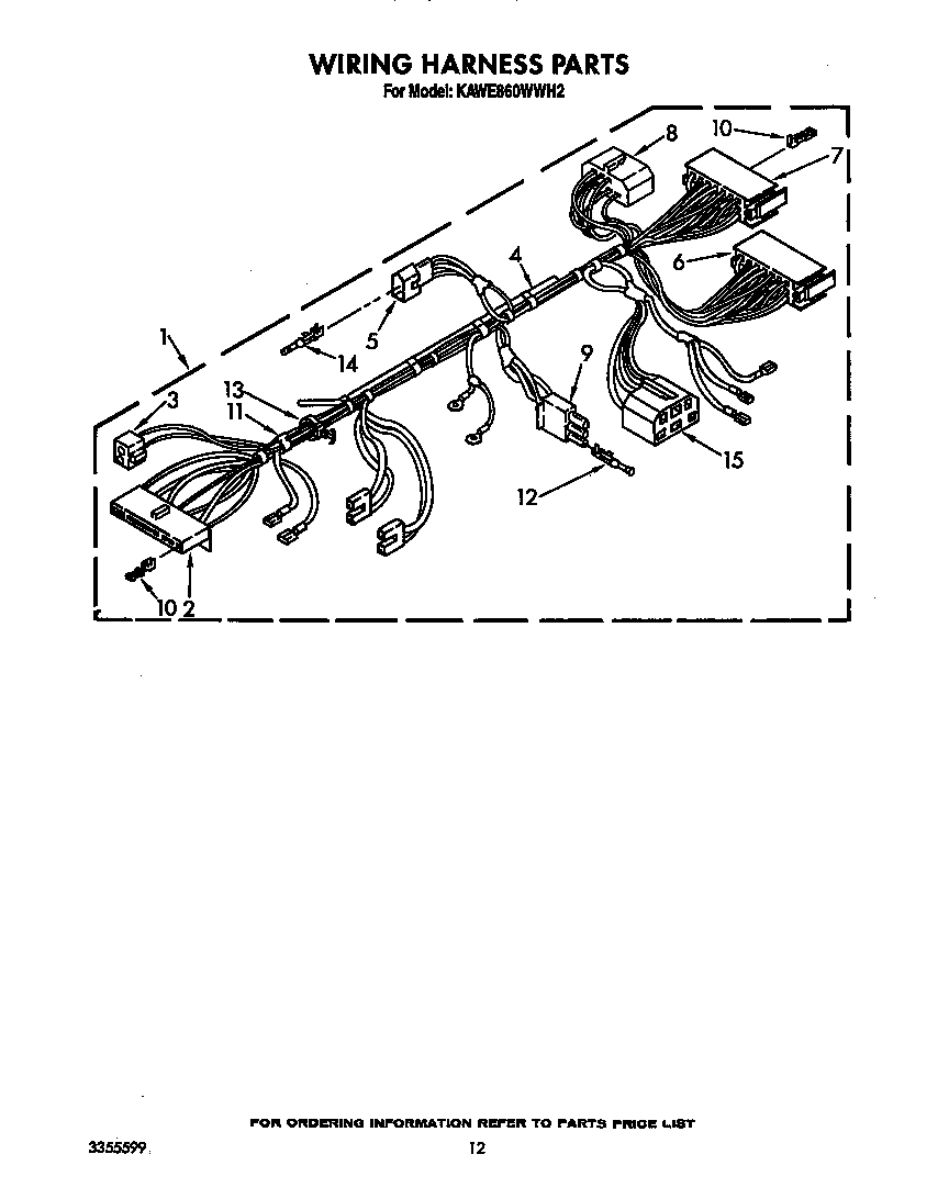 KitchenAid KAWE860WWH2 wiring harness diagram