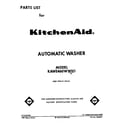 KitchenAid KAWE460WWH1 front cover diagram