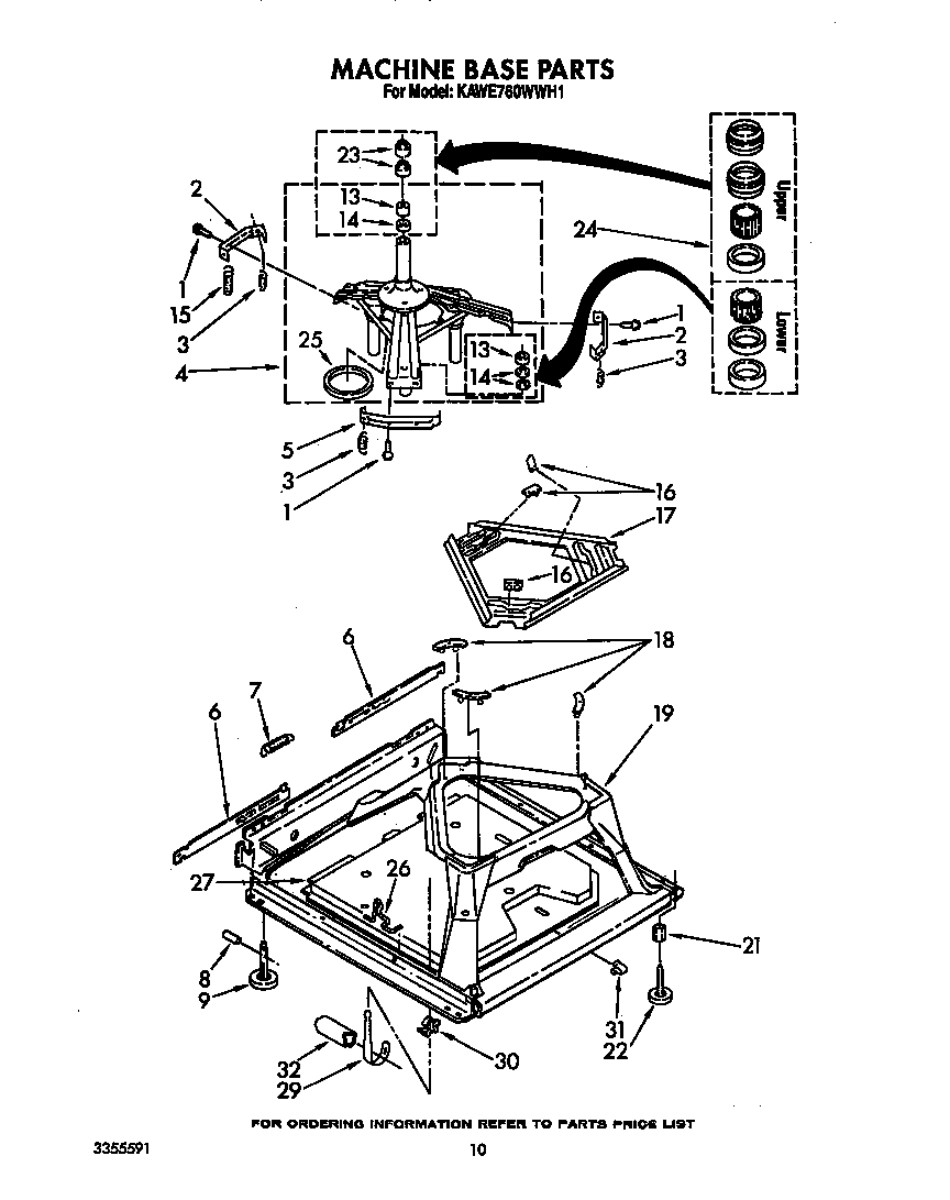 KitchenAid KAWE760WWH1 machine base diagram