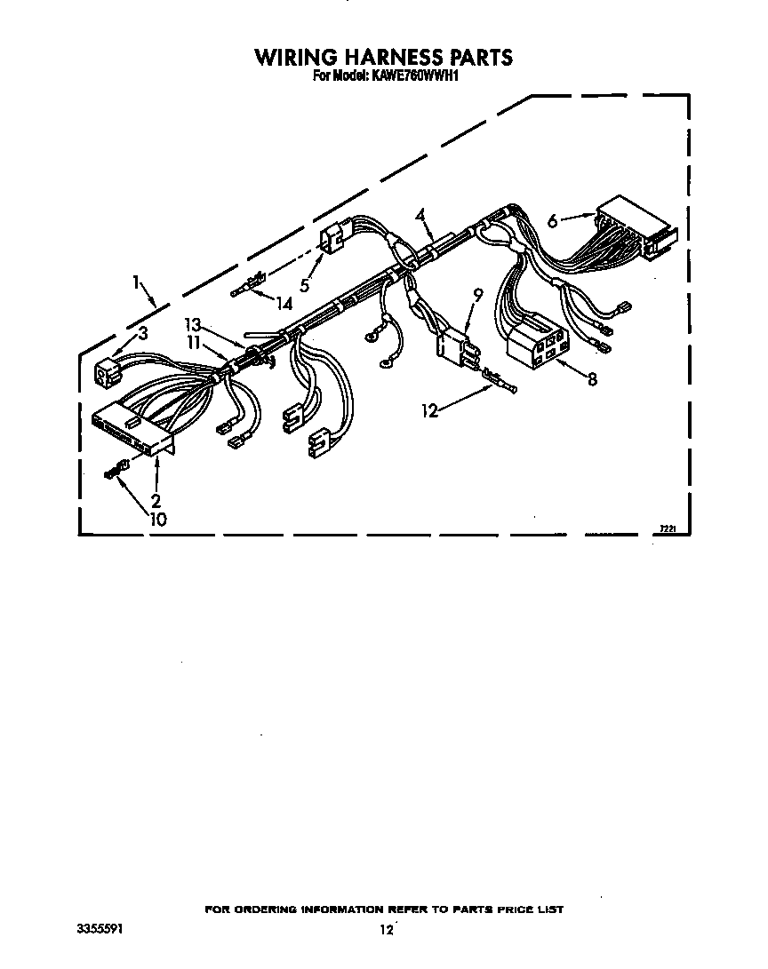 KitchenAid KAWE760WWH1 wiring harness diagram