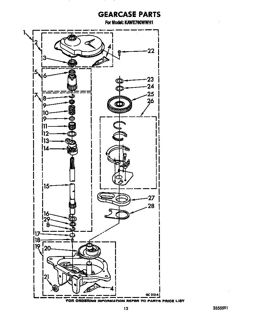 KitchenAid KAWE760WWH1 gearcase diagram