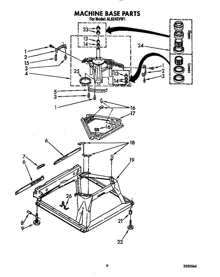 Roper AL6245VW1 machine base diagram