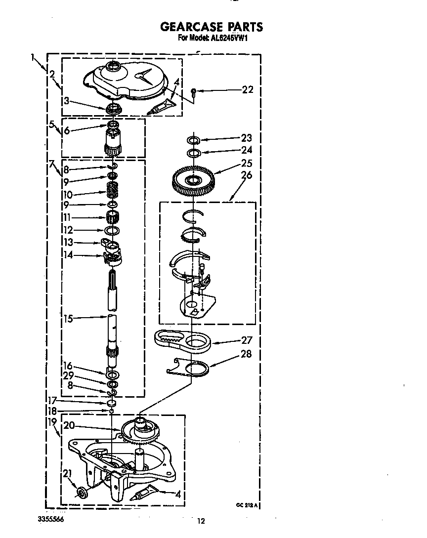 Roper AL6245VW1 gearcase diagram