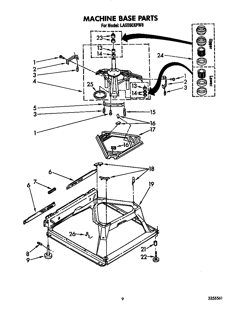 Whirlpool LA5550XPW8 machine base diagram