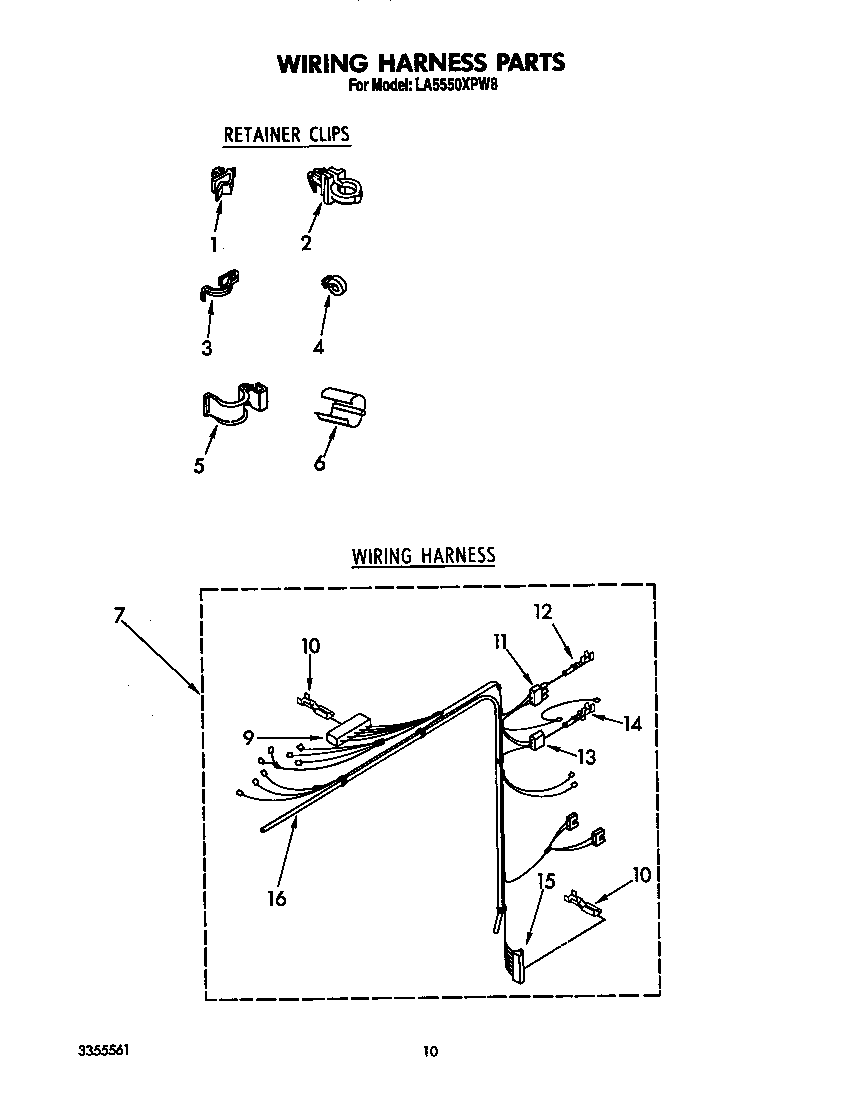 Whirlpool LA5550XPW8 wiring harness diagram