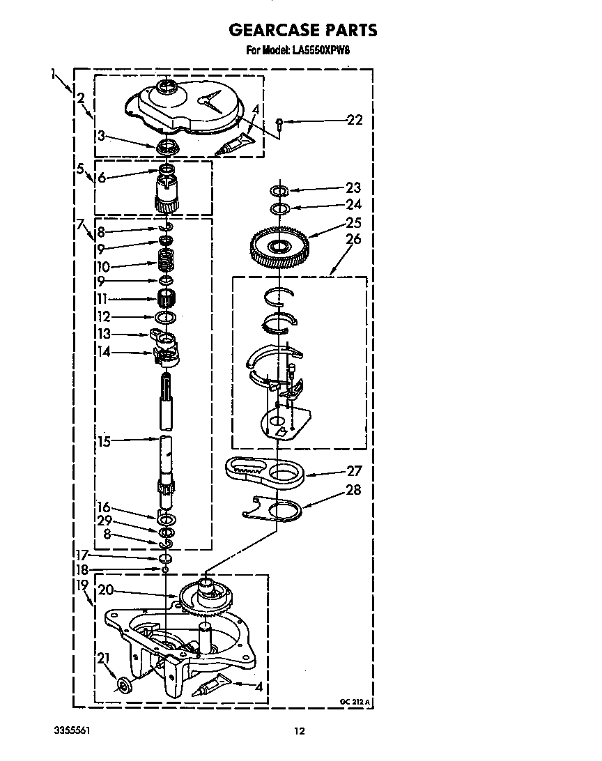 Whirlpool LA5550XPW8 gearcase diagram