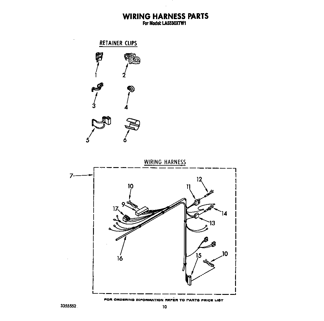 Whirlpool LA5530XTW1 wiring harness diagram