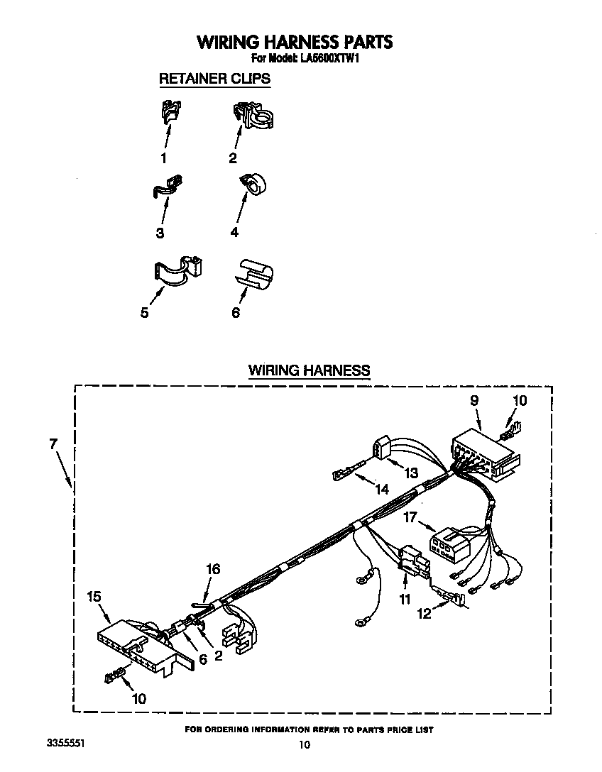 Whirlpool LA5600XTW1 wiring harness diagram