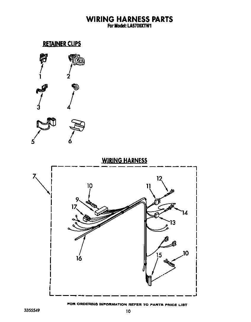 Whirlpool LA5700XTW1 wiring harness diagram