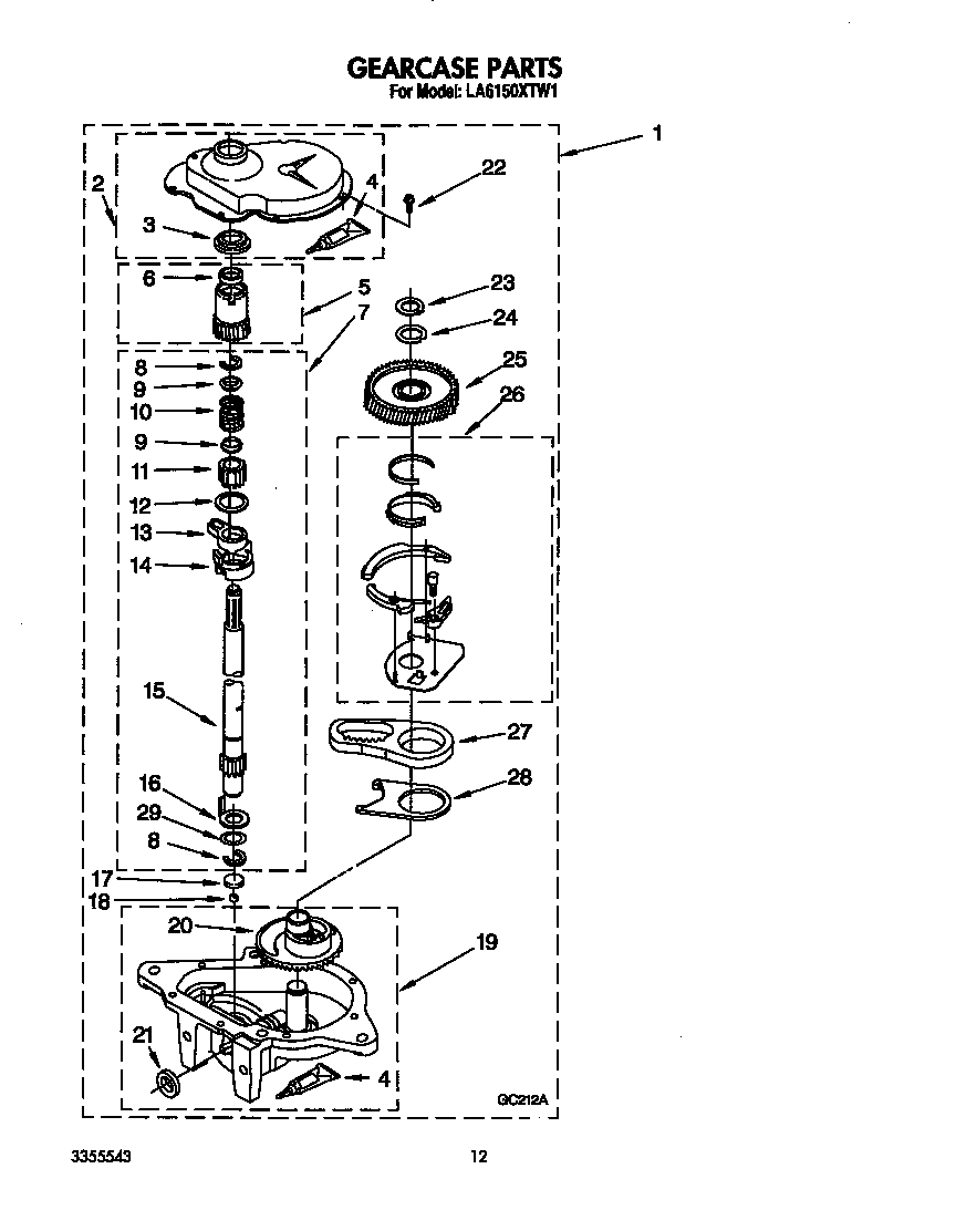 Whirlpool LA6150XTW1 gearcase diagram